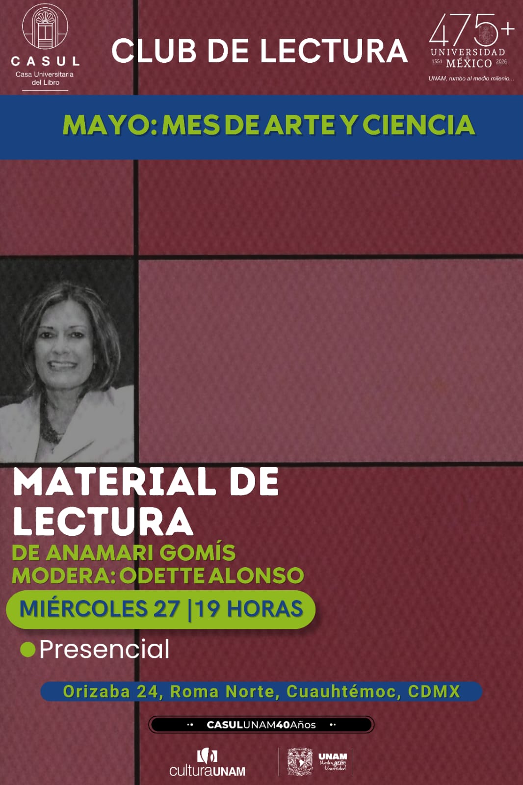 Club de lectura: Escritoras CASUL Anamari Gomís - Arte y Museos en Ciudad de México