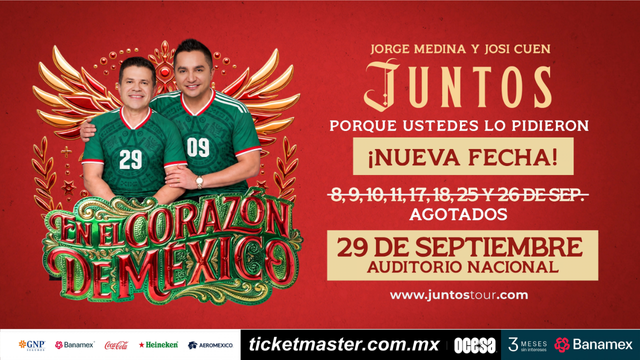Jorge Medina y Josi Cuen suman nueva fecha en el Auditorio Nacional